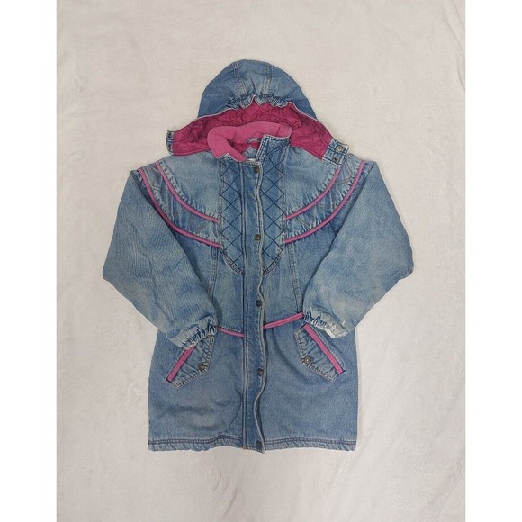 Vintage Expressions Quilt Lined Long Denim Jacket Women's Size Medium 14/16 - Picture 1 of 9